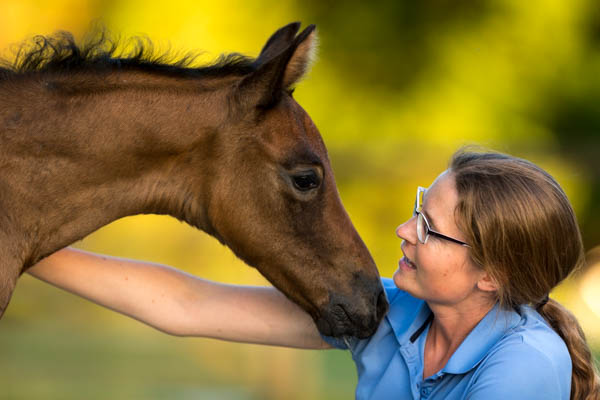 Gabi Neurohr in contact with her foal Maserati